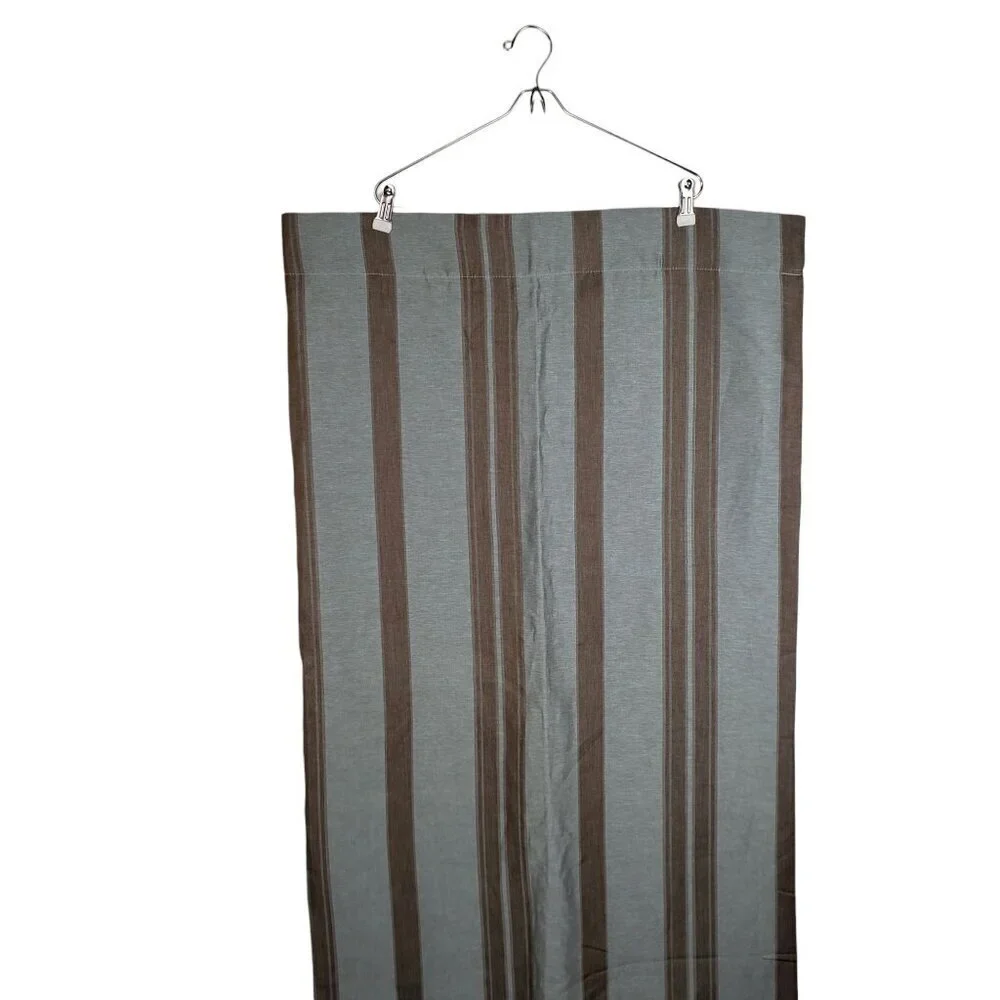 Restoration Hardware Blue Brown Stripe Cotton Linen Lined 1 Panel Drape 51 x 84